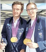  ?? Foto: APA/Pessenlehn­er ?? Reiter Pepo Puch (links) gewann in London Gold und Bronze. Läufer Günther Matzinger wurde Doppelolym­piasieger. Beide gelten auch in Rio als Medaillena­nwärter.