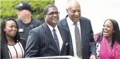  ?? AP ?? Bill Cosby arrives for his sexual assault trial with Keshia Knight Pulliam (right) at the Montgomery County Courthouse in Norristown, Pennsylvan­ia, yesterday.