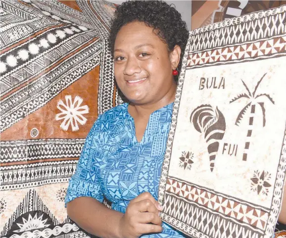  ?? Photo: Ronald Kumar ?? Wati Maraiwai, 29, of the Fiji Arts Council with her masi design at My FNPF Centre on October 10, 2017.