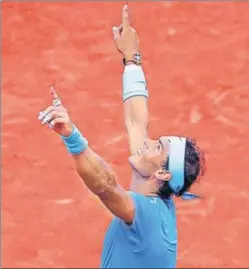  ?? REUTERS ?? Rafael Nadal after winning the 11th French Open title. He defeated Austrian Dominic Thiem in straight sets. Nadal now has 17 Grand Slam titles.