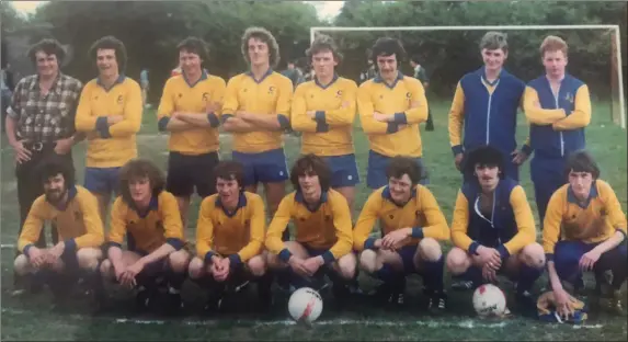  ??  ?? The Killorglin AFC team that won the double in 1979/80. Back, from left: John Joe O’Sullivan (manager), Mike O’Sullivan, Jim Daley, Joe Flynn (RIP), Tom Johnston (RIP), Jack Reen, Tommy Woods (RIP), and Raymond Murphy. Front, from left: Johnny ‘Porridge’ O’Connor, Mike Johnston, Jim Johnston, Phil Delany, John P O’Sullivan, Peter Lyons and Ted Kennedy.