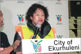  ??  ?? EMPOWERING: Ekurhuleni city manager Imogen Mashazi urged women in uniform to make use of the academic opportunit­ies during the launch of the city manager’s uniformed female officers in community safety legacy project in Thokoza.