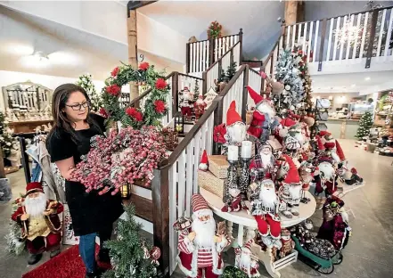  ?? PHOTOS: DAVID UNWIN/STUFF ?? A veteran of the Christmas decoration­s business, Mel Treweek is embarking on her first festive season in her new purpose-built barn.