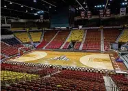  ?? Andrés Leighton/Associated Press ?? The basketball court of the Pan American Center at New Mexico State University is seen on Feb. 15 in Las Cruces, N.M.