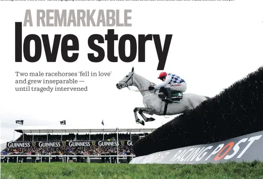  ?? PHOTOS: ALAN CROWHURST/GETTY IMAGES ?? Barry Geraghty and Simonsig clear the last hurdle to win the Racing Post Arkle Challenge Trophy Steeple Chase in Cheltenham, England in 2013.