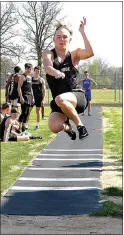  ??  ?? Blackhawk Kenny Dorsey competed in the long jump.