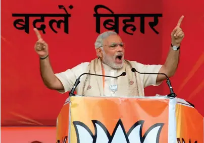  ??  ?? Indian Prime Minister Narendra Modi at a rally in Saharsa, Bihar, August 2015