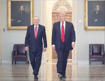  ?? J. Scott Applewhite Associated Press ?? PRESIDENT TRUMP with Senate Majority Leader Mitch McConnell on Capitol Hill on Wednesday.