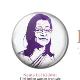 ??  ?? Naina Lal Kidwai First Indian woman graduate from the Harvard Business School, guided the functionin­g of a foreign bank in India in 1982 at ANZ Grindlays