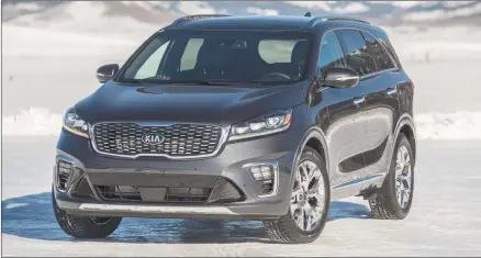  ??  ?? The 2019 Kia Sorento has just earned a 2018 Top Safety Pick + rating from the U.S. Insurance Institute for Highway Safety.