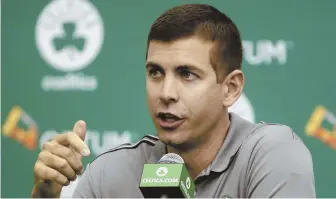  ?? AP FILE Photo ?? COACH-PLAYER RELATIONSH­IP: Brad Stevens said yesterday he made a strong pitch to Gordon Hayward to persuade his former Butler star to ultimately join the Celtics.