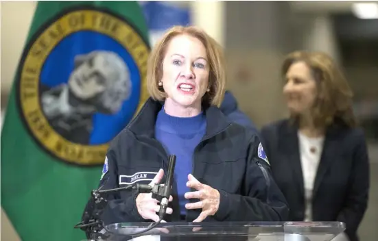  ?? KAREN DUCEY/GETTY IMAGES/AGENCE FRANCE-PRESSE ?? SEATTLE Mayor Jenny Durkan speaks at a press conference in Seattle, Washington.