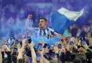  ?? Photograph: Nick Potts/PA ?? Huddersfie­ld Town’s Harry Toffolo is carried by fans after victory in the playoff semifinal.