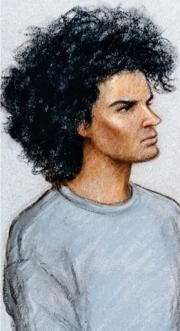  ??  ?? Charged: An artist’s impression of Hassan in court yesterday