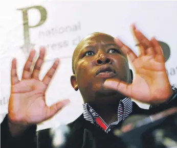  ??  ?? Julius Malema’s Economic Freedom Fighters sponsored the expropriat­ion bill