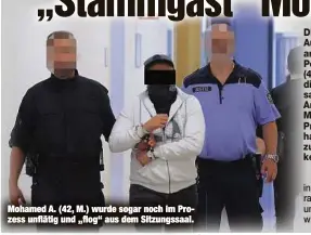  ?? ?? Mohamed A. (42, M.) wurde sogar noch im Prozess unflätig und „flog“aus dem Sitzungssa­al.