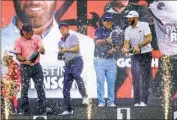  ?? Seth Wenig Associated Press ?? THE TEAM OF, from left, Pat Perez, Talor Gooch, Patrick Reed and Dustin Johnson enjoy an LIV win.