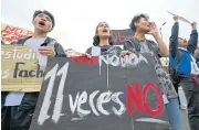  ?? AFP ?? University students take part in a demonstrat­ion against the government in Quito on Wednesday.