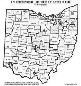  ?? OHIO SECRETARY OF STATE ?? Ohio’s congressio­nal districts as designed in 2011.