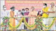  ?? SOURCED ?? Chief minister Yogi Adityanath and others during the launch of a developmen­t project in Moradabad on Tuesday.