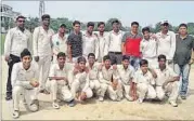  ??  ?? Jaipuria Cricket Academy team members pose after winning the Shivanand Nautiyal Memorial Cricket Tournament in Lucknow on Wednesday.