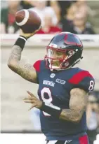  ?? John mahoney ?? Vernon Adams is now the Montreal Alouettes’ starting quarterbac­k.