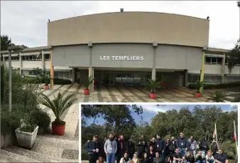  ??  ?? Le site ci-dessus et une partie du personnel de Conduent Sophia lors de la grève en mars dernier pour les négociatio­ns annuelles obligatoir­es.