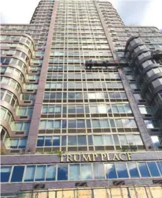  ?? — AFP ?? NEW YORK: One of the buildings on Riverside Drive bearing the Trump name is seen in this photo taken on Thursday.