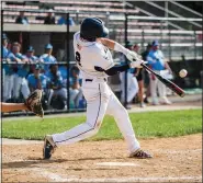  ?? JAMES BEAVER — FOR MEDIANEWS GROUP ?? La Salle’s Eric Shandler (8) hits a sacrifice fly to drive in the game-winning run in the PIAA-6A state semifinals against North Penn.