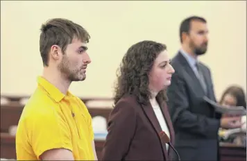  ?? Skip Dickstein / Times Union ?? Thomas Slivienski, left, is arraigned before Judge Peter Lynch for the alleged murder of Johni Dunia. Representi­ng Slivienski is Rebekah Sokol. The case’s prosecutor is David Rossi.