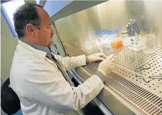  ?? /Reuters ?? Focus on vaccines: Prof Erwann Loret works on samples of an HIV vaccine in Marseille in 2013. The writer fears lessons have not been learnt from vaccine mistakes in a climate of reduced funding.