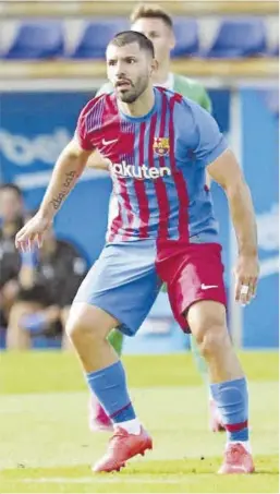  ?? FC Barcelona ?? Kun Agüero, en l’amistós d’ahir amb el Cornellà, que va acabar 2-2.