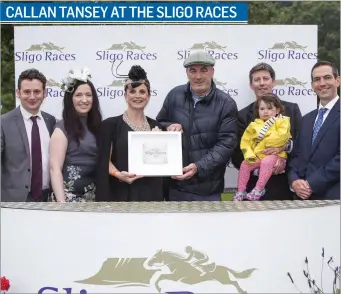  ??  ?? Pictured at Sligo Races were representa­tives of Callan Tansey Solicitors race Sponsors along with winning owner of Kilganer Queen Michael Mee. Left to Right David O’Malley, Caroline McLaughlin, Niamh Ní Mhurcú, Michael Mee, (Winning Owner), Brian Gill,...