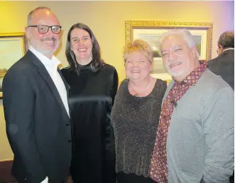  ??  ?? Pictured, from left, at the 2018 CUPS Moonlight Gala at the Hyatt Regency are Arpis Industries’ Barry Cousins and his wife, Jackie Arthrell, with Rhonda Schroeder and her husband, CUPS’ Dean Schroeder.