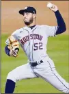  ??  ?? Houston Astros relief pitcher Cionel Perez throws during the seventh inning of the team’s baseball game against the Los Angeles Dodgers at Dodger Stadium on Sept 12, in
Los Angeles. (AP)