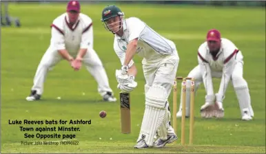  ?? Picture: John Westhrop FM3990022 ?? Luke Reeves bats for Ashford Town against Minster.
See Opposite page