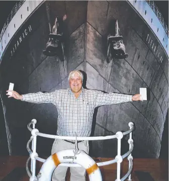  ??  ?? Billionair­e Clive Palmer says plans to build a replica of the Titanic, shelved in 2015 due to financial snags, are back on the table. initially announced in 2012 and