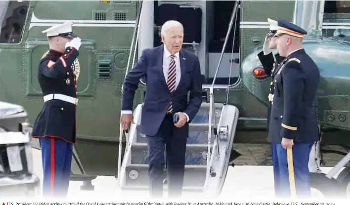Quad to expand maritime security cooperatio­n at Biden’s farewell ...