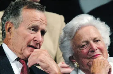  ?? PAUL SANCYA / THE ASSOCIATED PRESS FILES ?? Former president George H.W. Bush and former first lady Barbara Bush in 2004.