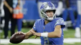  ?? DUANE BURLESON — THE ASSOCIATED PRESS ?? Detroit Lions quarterbac­k Matthew Stafford throws during the first half of a Nov. 15 game against Washington in Detroit.
