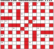  ??  ?? CLUES FOR CROSSWORD NO. 1175