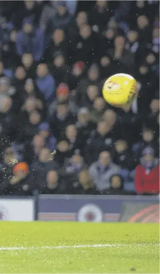  ??  ?? 2 Jermain Defoe slams in the opening goal for Rangers against Hearts at Ibrox last night, while Connor Goldson celebrates making it 2-0, below, and Scott Arfield scores the third goal for Steven Gerrard’s side, below left.