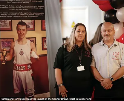  ?? ?? Simon and Tanya Brown at the launch of the Connor Brown Trust in Sunderland