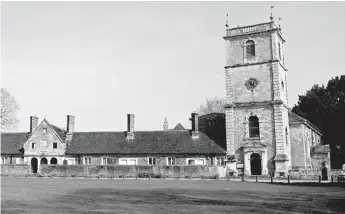  ??  ?? Wimborne St Giles: almshouses (1624); church (1732); (below left) robin monument