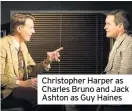  ??  ?? Christophe­r Harper as Charles Bruno and Jack Ashton as Guy Haines