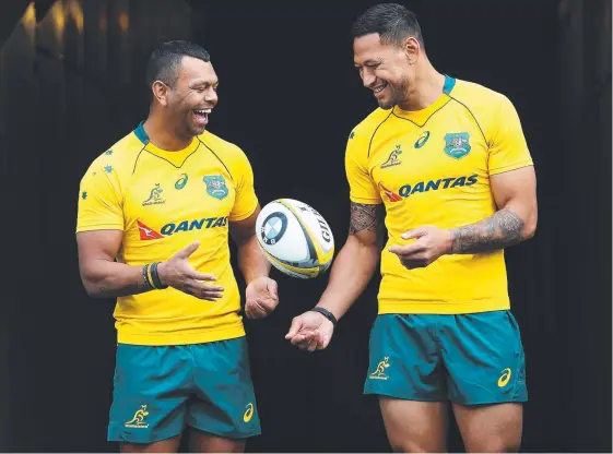  ?? Picture: BRETT COSTELLO ?? Wallabies stars Israel Folau and Kurtley Beale will reunite in a bid to take down New Zealand’s All Blacks at ANZ Stadium on Saturday,