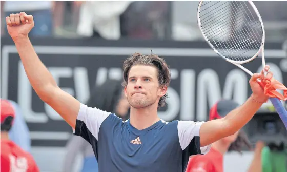  ??  ?? Dominic Thiem celebrates his win over Rafael Nadal.