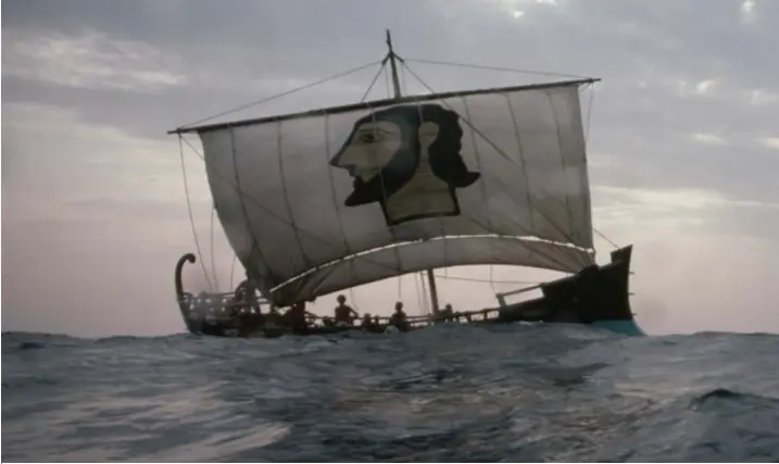  ?? © Kevin Fleming/Getty Images ?? Een reconstruc­tie van de Argo, Odysseus’ boot.