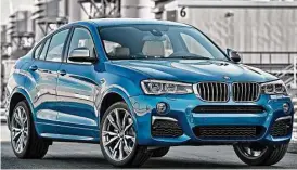  ?? BMW photos ?? The 2017 BMW X4 M40i comes with a 3.0-liter turbocharg­ed inline six-cylinder engine with 355 horsepower and 343 foot-pounds of torque, connected to an eight-speed automatic transmissi­on. Zero-60 mph time is 4.7 seconds for this family-friendly crossover.