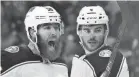  ?? KIM KLEMENT/USA TODAY ?? David Savard, left, celebrates the Blue Jackets’ rally.